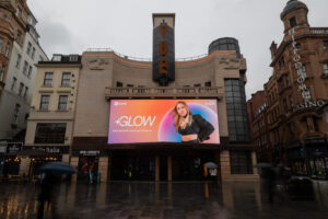 Lucy Spraggan is the face of Spotify's GLOW billboard in Leicester Square